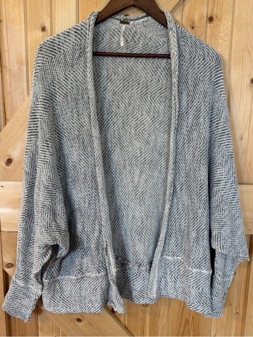 Free People Heather Gray Open-Front Knit Cardigan